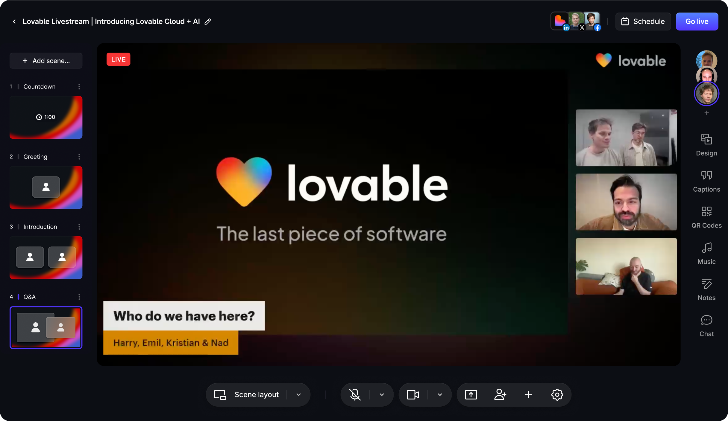 Restream Studio interface