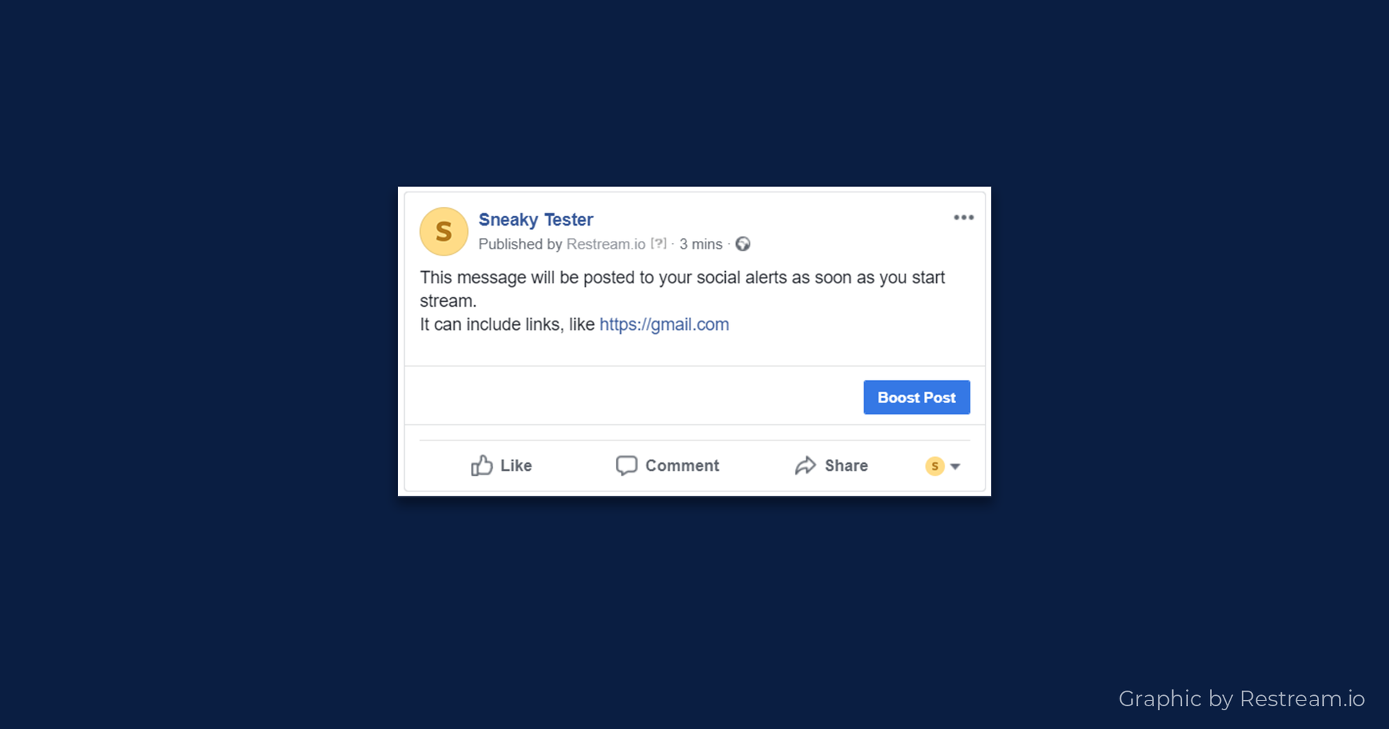 Example of how Restream Social Alerts feature works