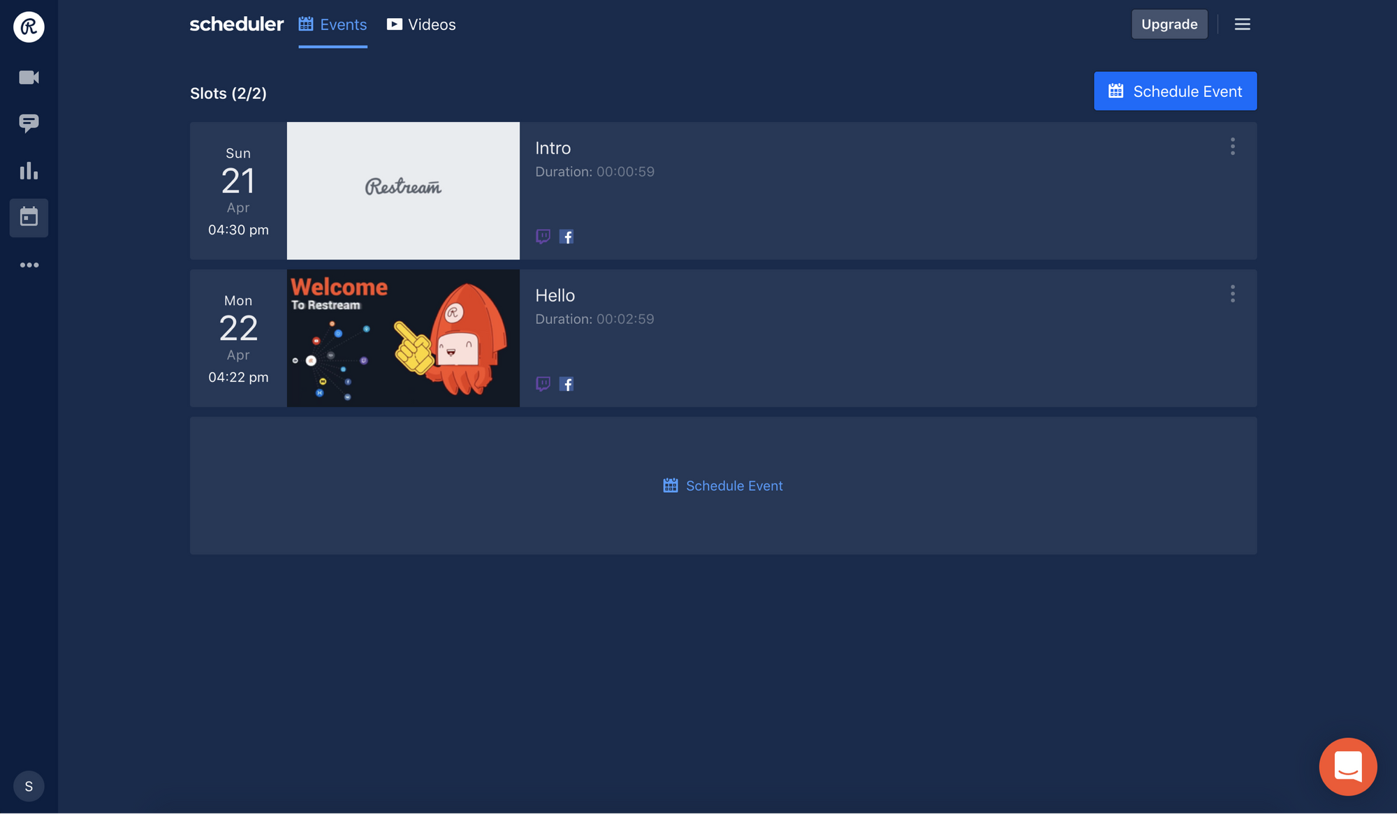 Restream Scheduler Dashboard