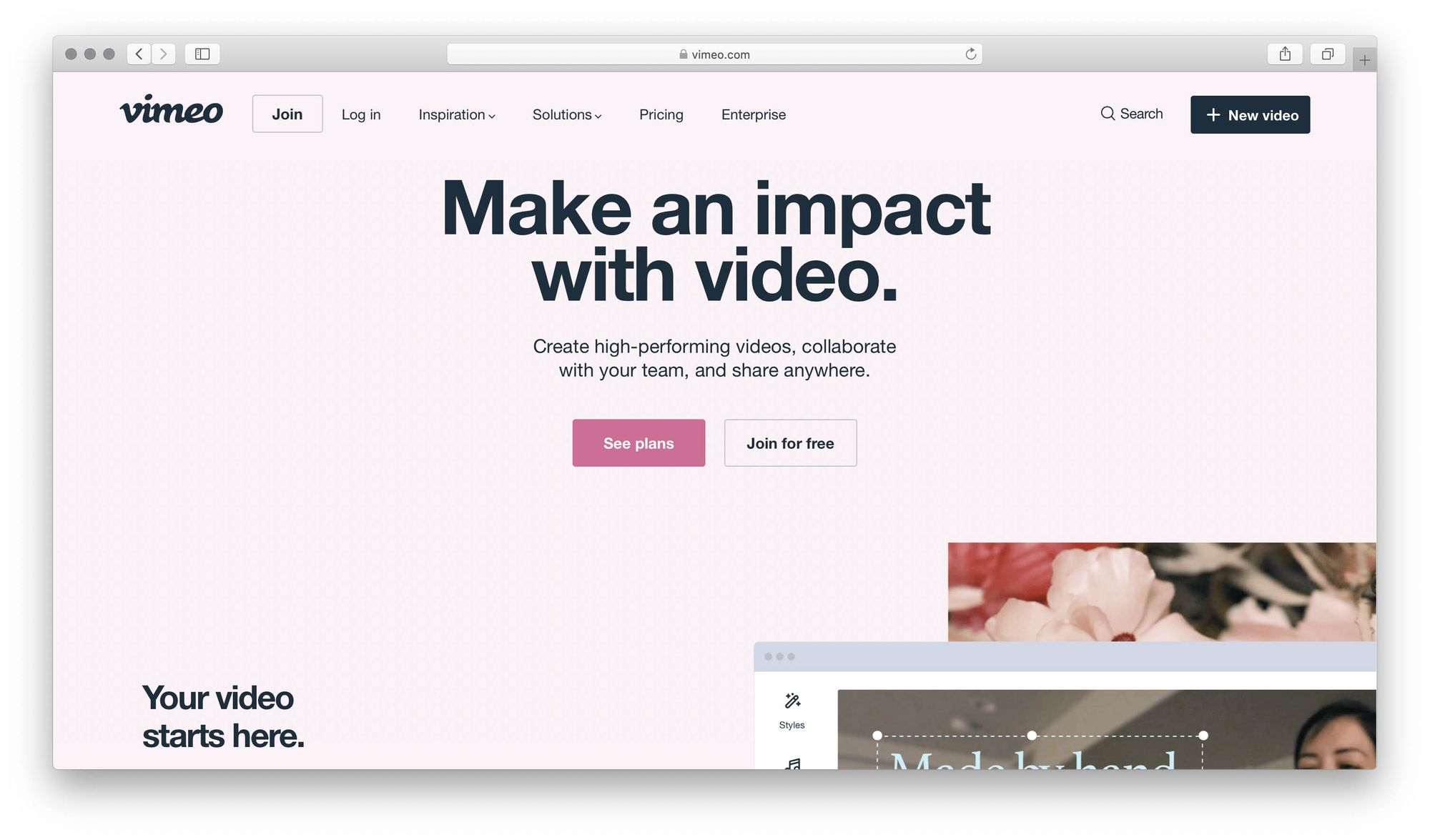 Vimeo screenshot