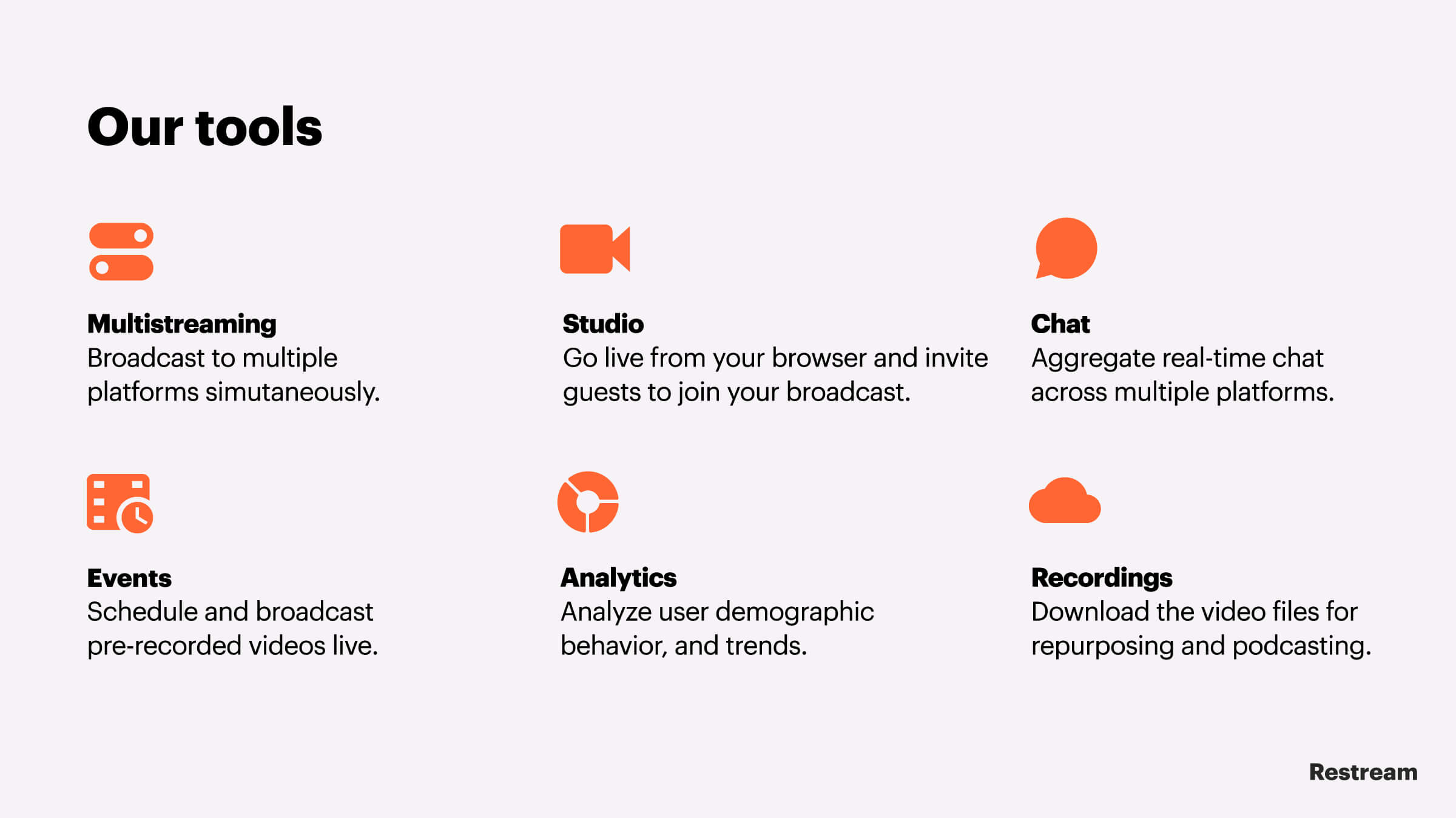 Restream tools and features