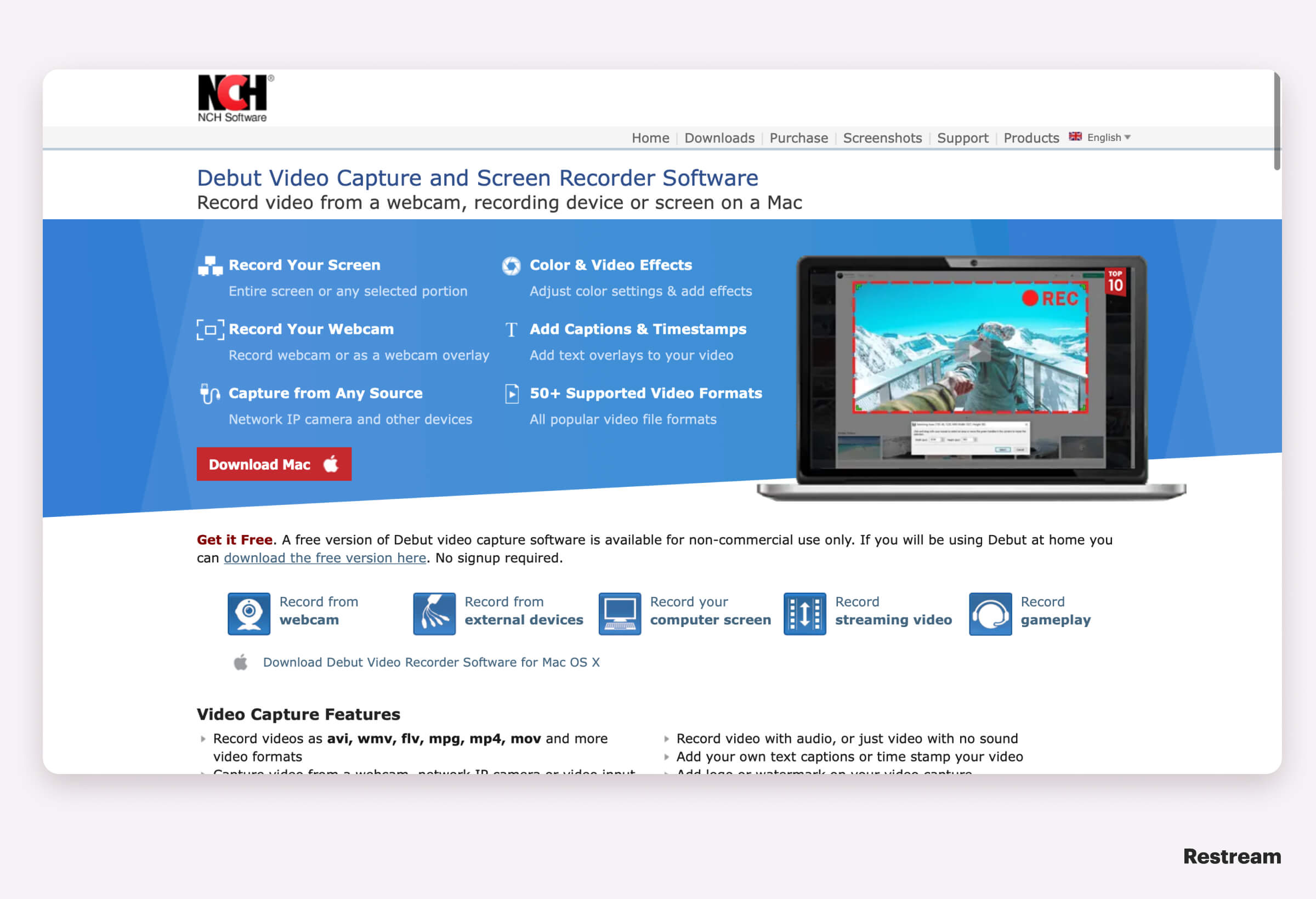 debut video capture software mac