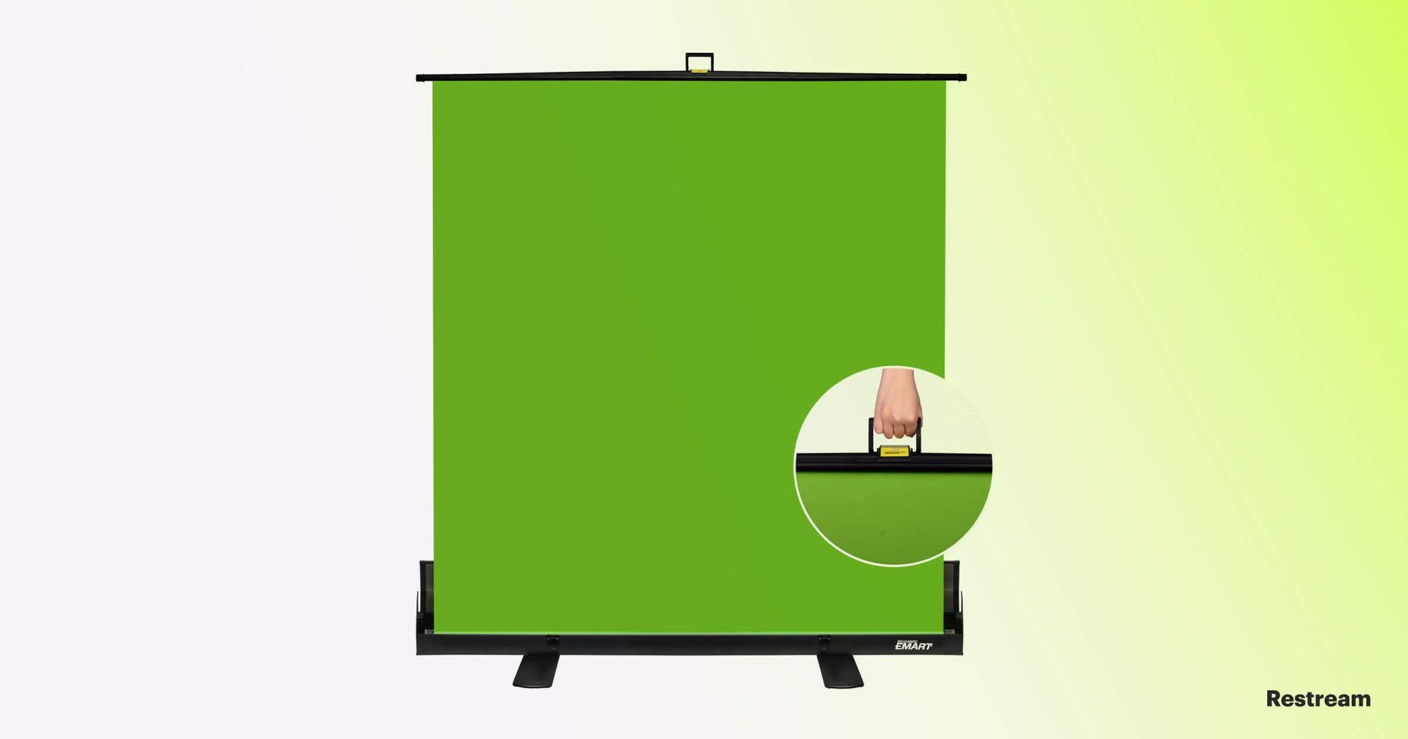 Green Screen Hintergrund 150x200 cm ausfahrbares Rollup für schnellen Aufbau Twitch und Youtube ideal für Streaming Chromakey Grün zum perfekten Composing