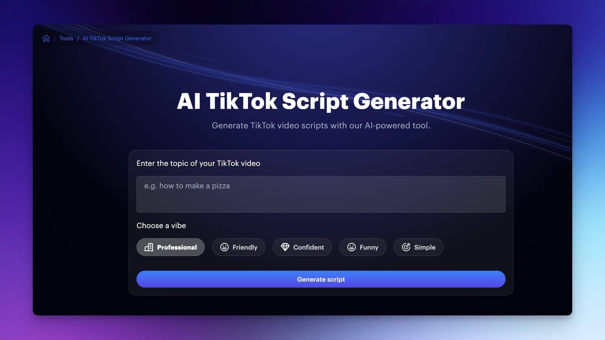 TikTok script generator