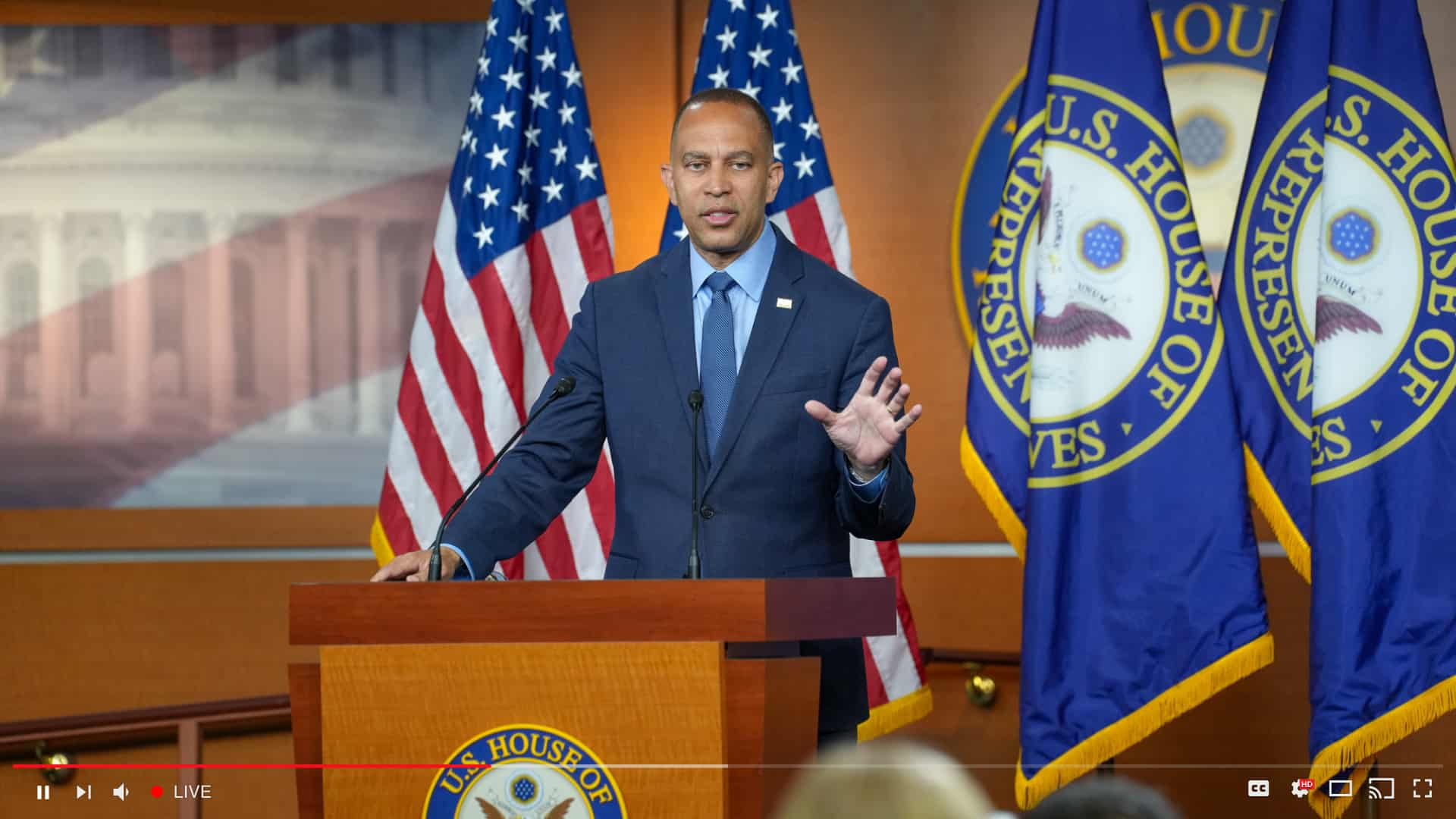 Hakeem Jeffries streaming live on YouTube