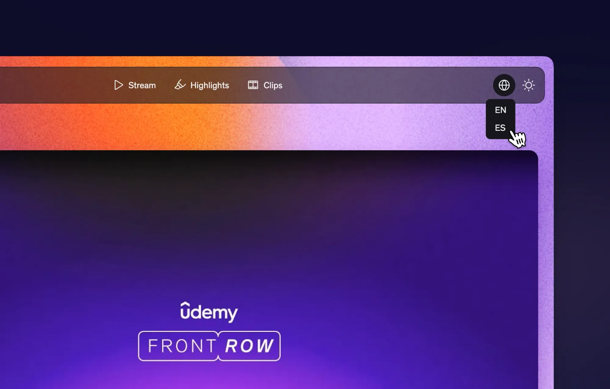 Switch Udemy stream from English to Spanish