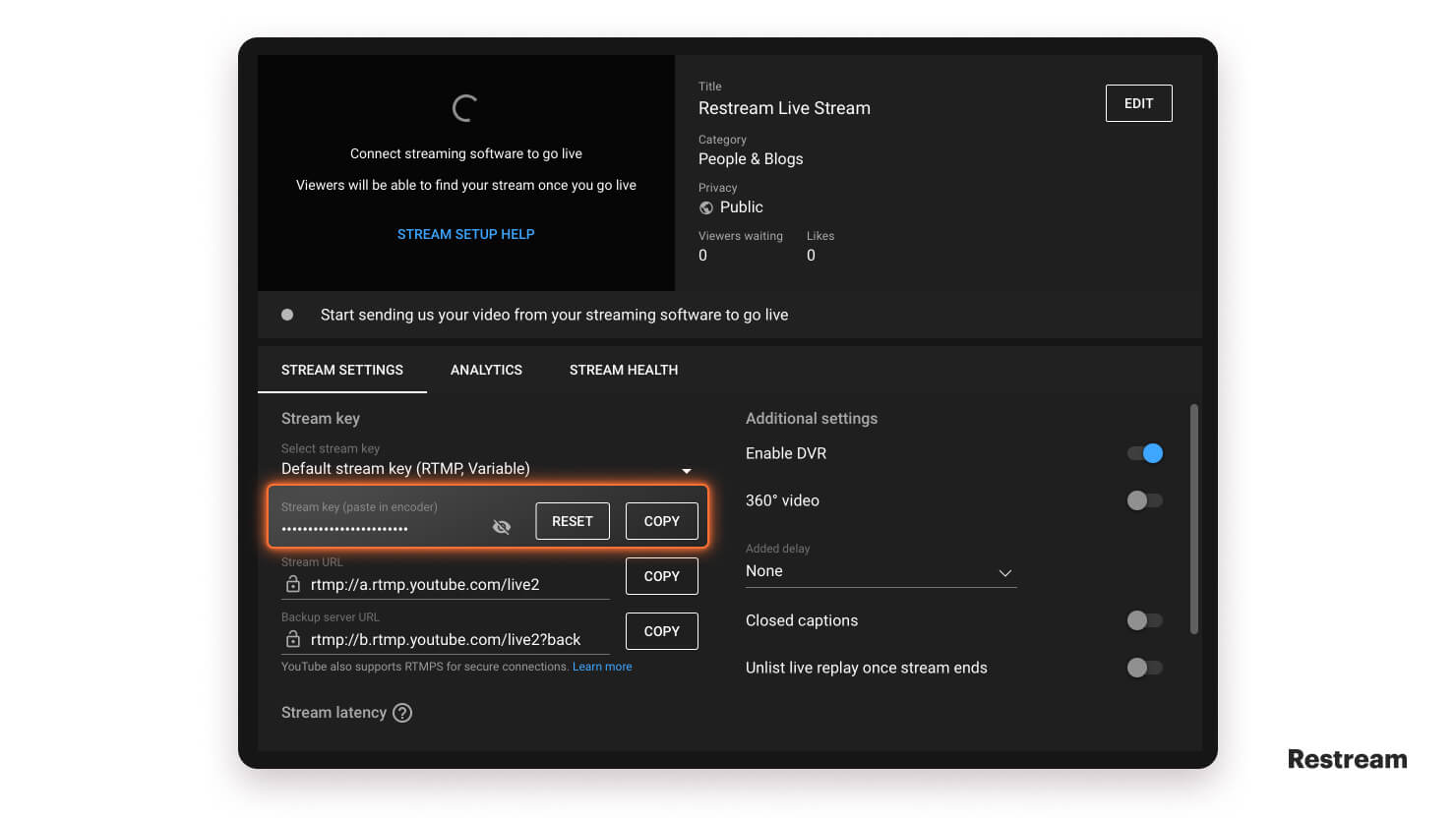 How to Find Your YouTube Stream Key | Restream Integrations