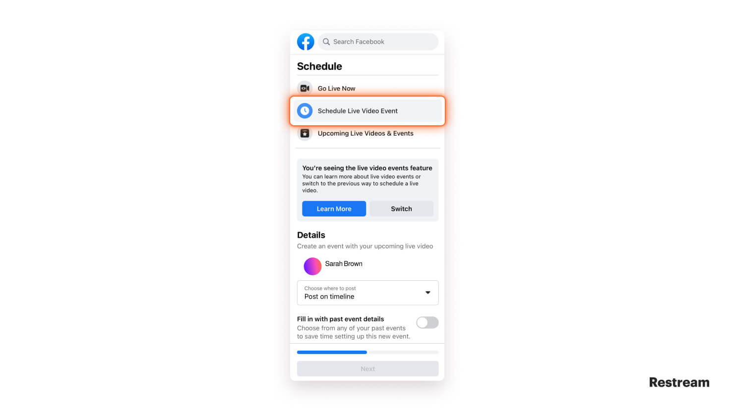 Schedule Live Video Event on Facebook
