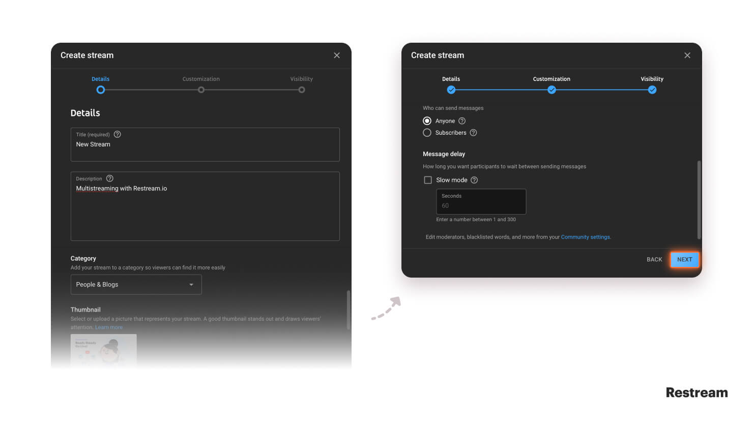 Configure the settings for your YouTube Live