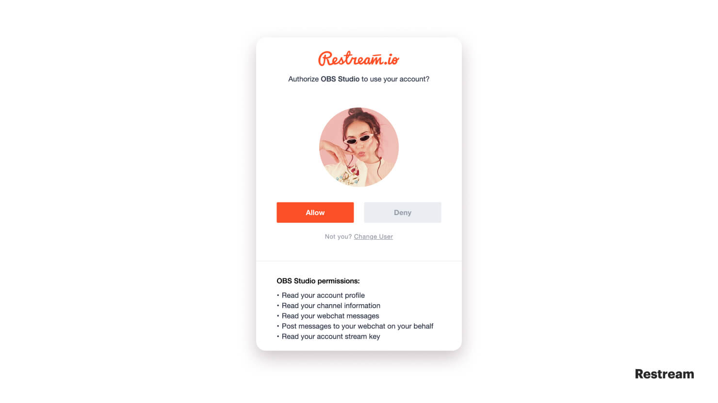 Authorize OBS Studio to use with Restream