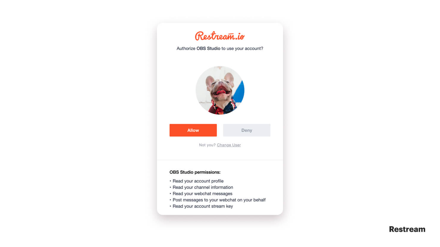 Authorize OBS Studio to use with Restream