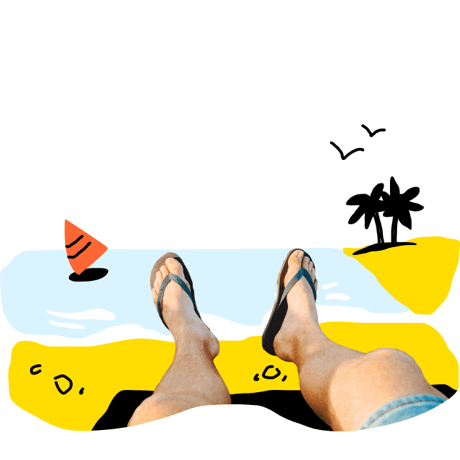 Lying on a sunny beach