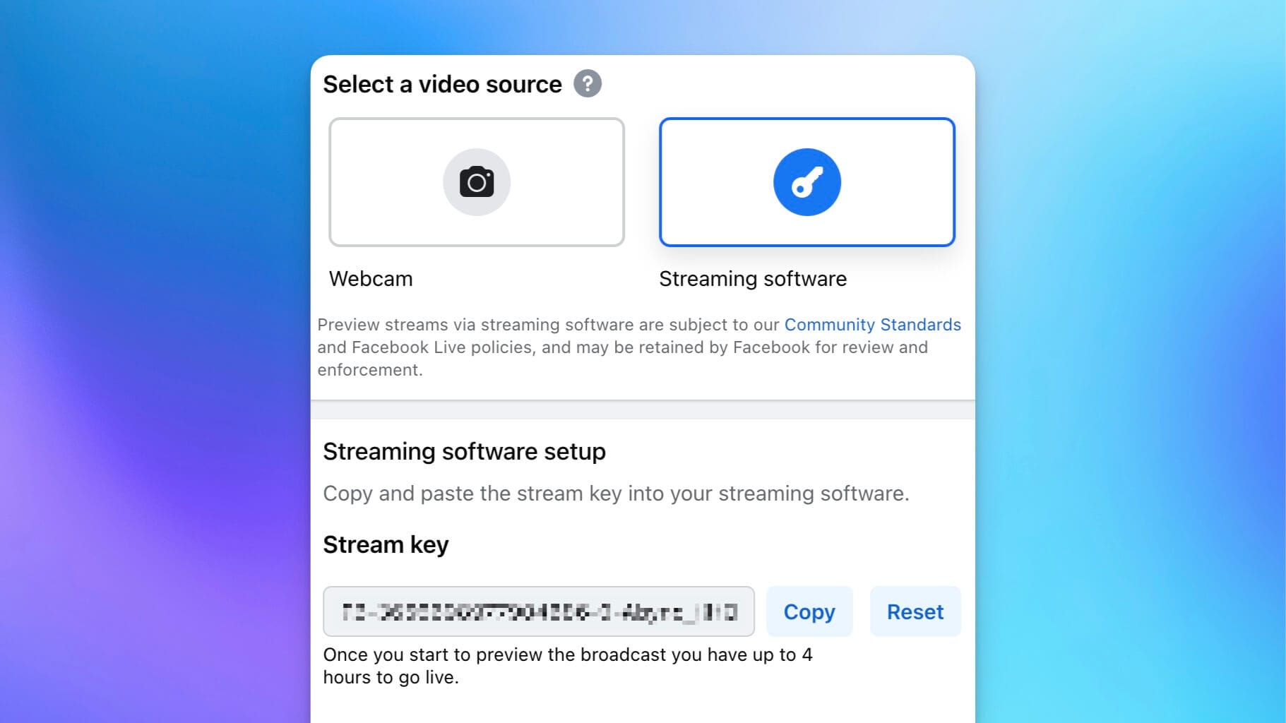 How to find a Facebook live stream key